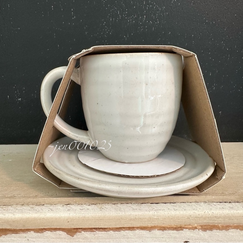 Hearth & Hand Valentine’s Day Heart Imprint 4oz Stoneware Espresso Cup & Saucer - Picture 5 of 7